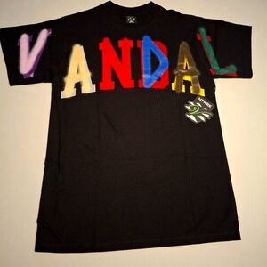 Vandal Graphic Tee - Black with Multicolor Letters